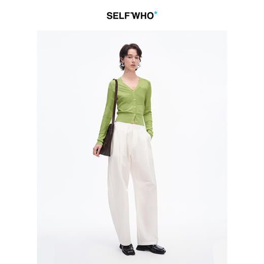 SELFWHO纯色高密度棉锦气球裤子女2025春季新款休闲宽松显瘦长裤 商品图1