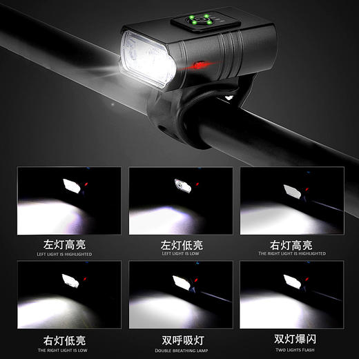 【骑行照明无死角！骑行更安全】自行车灯铝合金前灯强光骑行手电装备夜骑公路山地车配件套装尾灯，设计简洁，功能一目了然。ry 商品图3