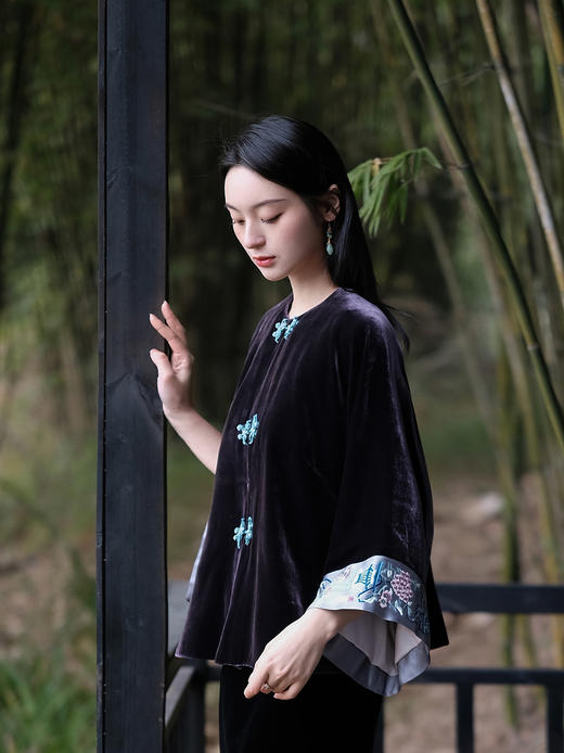 下架|盛唐牡丹&王小潇联名| 平安富贵丝绒褂 商品图9