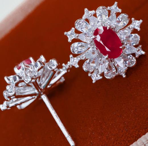 1.29ct刻面红宝石耳钉 商品图2