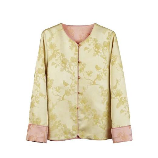 【自】全新升级【铂金会员588/天猫799/差价211】(13001) 洛诗琳2025春款双面穿30姆米真丝桑蚕丝重工提花中式外套女 商品图4