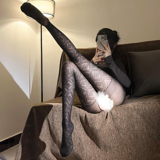 霏慕 小众甜酷花蔓菱纹连裤袜7331 情趣内衣性感纯欲免脱透肤黑丝丝袜 商品图2