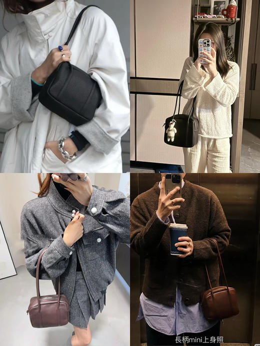 224-8 日单圆正小众 温润亲肤软糯轻盈 鹿皮 长柄保龄球包  长柄方盒包 商品图0