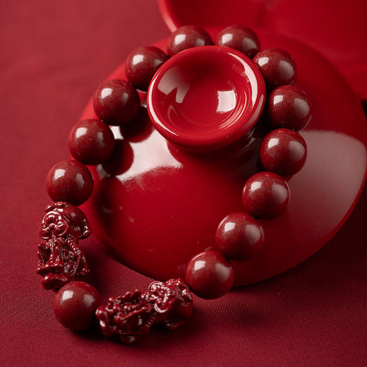 【经典】岸纾 貔貅天然朱砂手串12mm  招财进宝高含量紫金砂珠串手链严选贵州万山源头好矿 商品图5