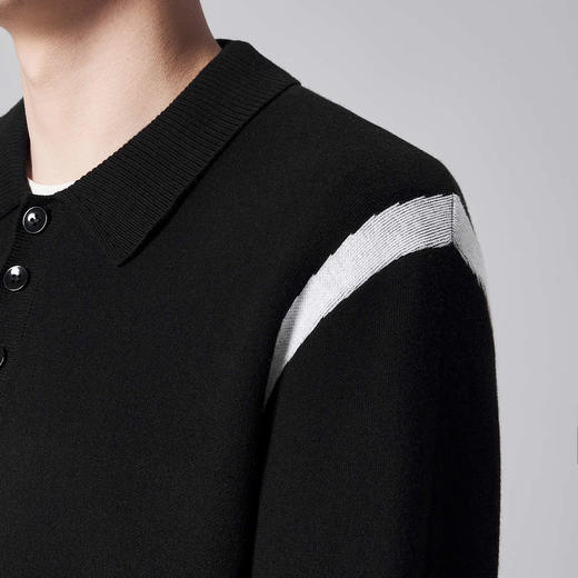墨麦客男装远红外升温针织衫男士2024秋季新款撞色休闲翻领上衣。 商品图3