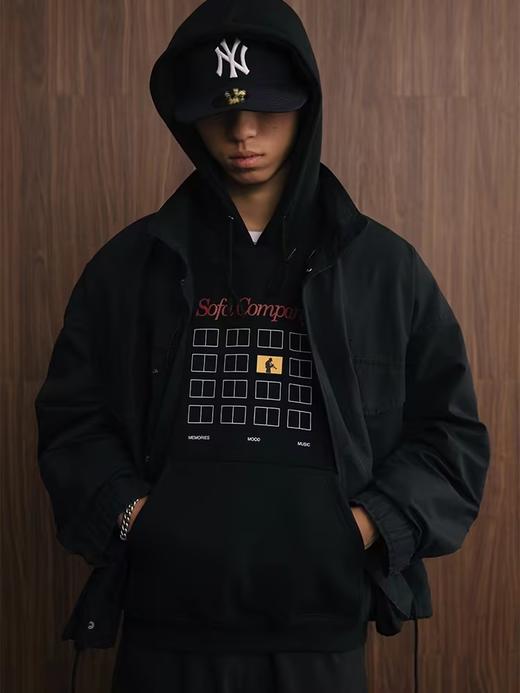 SUPERTOFU(SPTF) /CDT-AW24-H023/爵士剪影图案 加绒连帽卫衣 商品图0