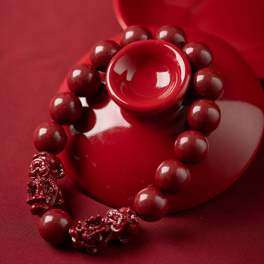 【经典】岸纾 貔貅天然朱砂手串12mm  招财进宝高含量紫金砂珠串手链严选贵州万山源头好矿 商品图0