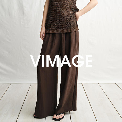 VIMAGE纬漫纪肌理感高级垂坠舒适高腰阔腿宽松休闲裤2025夏季新款V2305908 商品图3