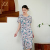 佐尔美夏季新款 气质优雅碎花植物桑蚕丝短袖连衣裙女M42LS36 商品缩略图2