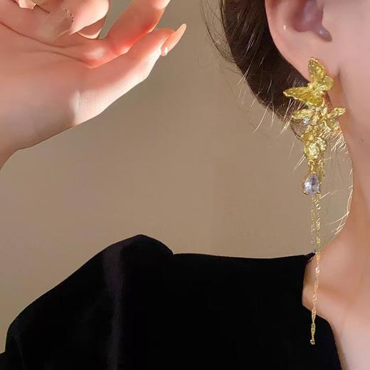 轻奢高级设计感时尚气质个性仙女甜酷耳钉浪漫蝴蝶镶钻流苏耳环女 商品图3