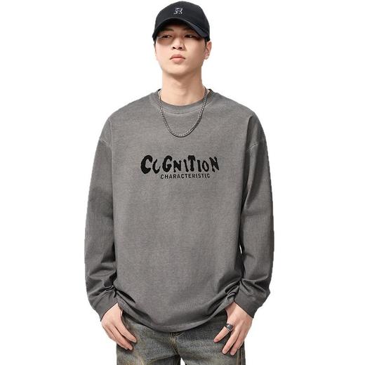 【DQ】大依优型大码男装炒色脏洗复古长袖T恤男宽松潮流做旧上衣春季新品 商品图4