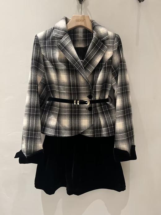 【门店同款】ENJOY冬季C-法式复古格纹收腰套装 159854008 商品图0