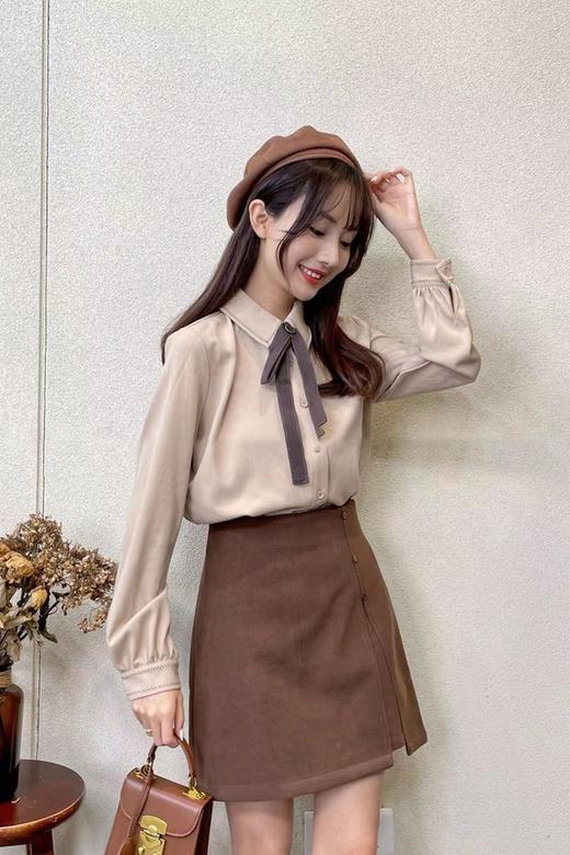 Stay2Weeks 砖红色绒面半裙 15486 商品图1