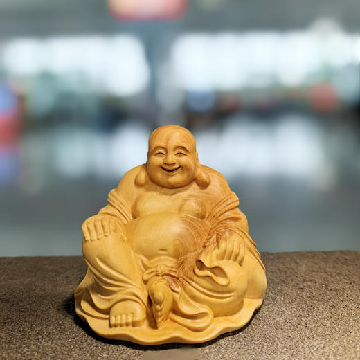 正坐弥勒°大/小款黄杨木雕摆件 商品图0