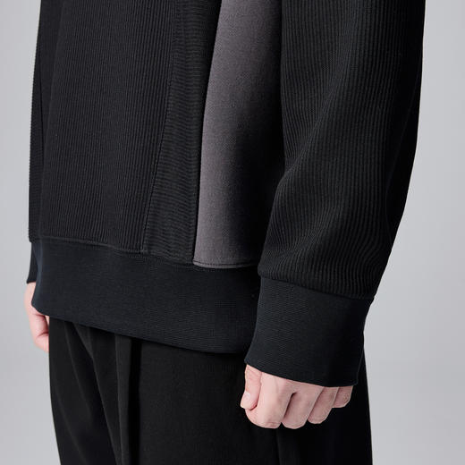 墨麦客350克竖纹肌理男士卫衣2024秋新款拼接撞色宽松卫衣男55591 商品图3