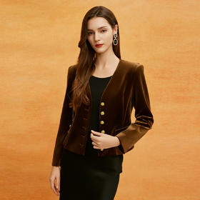 QE107斯尔丽25新款新国风手工盘扣西装领直身型设计不挑身材时尚外套