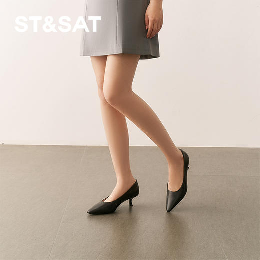 星期六经典简约素面尖头低跟鞋SSD1111203 商品图4