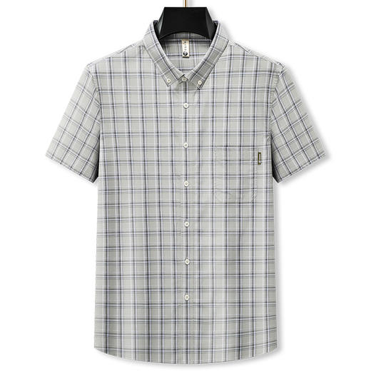 【DG】大依优型夏季薄款大码男装格子短袖衬衫胖子时尚休闲大号莱赛尔上衣加肥加大 商品图4