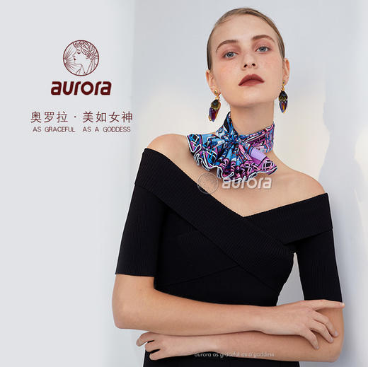 100%桑蚕丝！奥罗拉手工台版印小方巾53X53cm丝巾礼盒装 商品图7