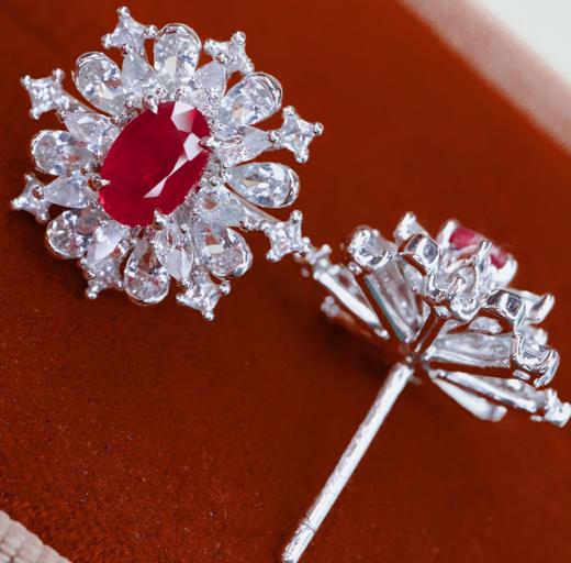 1.29ct刻面红宝石耳钉 商品图1