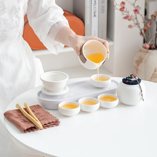 「一壶四杯！便携礼盒装」旅行茶具便携式小套装户外陶瓷快客杯商务礼品伴手礼餐饮用具 商品图3