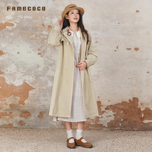 Famecoco文艺范 商场同款风衣外套长款法式千金春款FAB6AT008 商品图4