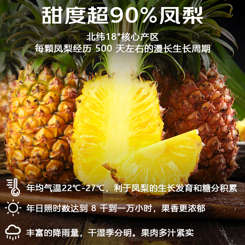 【京东快递】海南金钻凤梨 香甜脆爽 风味浓郁 金黄果肉 细腻多汁 无需挖眼 现切即食 - ATX