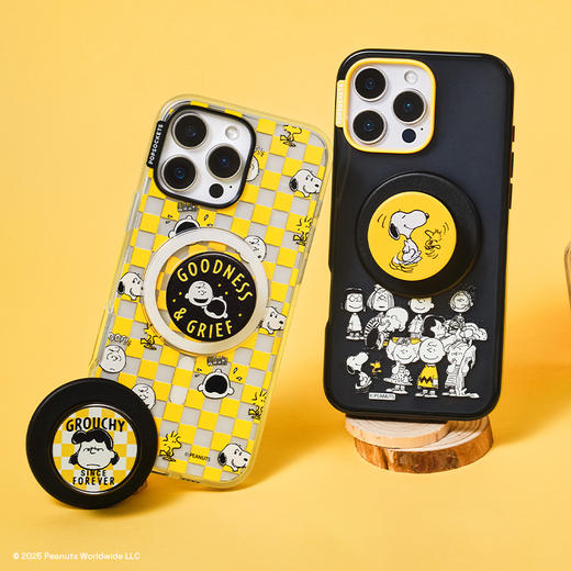 【史努比与朋友们】查理日常 POPCASE手机壳 MagSafe Popcase磁吸款 手机壳&圆啪嗒组合 黄色 格纹 卡通 iPhone 16/15/14 商品图3