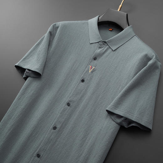 【棉质】【DWP】大依优型大码短袖衬衫透气翻领体恤加肥加大男士大号弹力透气舒适夏季半袖 商品图1