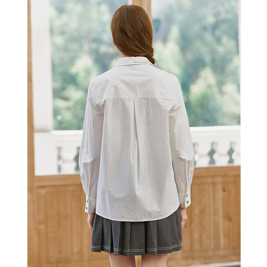 Famecoco范可儿原创纯棉白衬衫女士秋季长袖兔子宽松不规则设计感衬衣F225BH015 商品图3