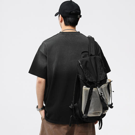 【100%棉】【DQ】大依优型大码男装重磅洗水渐变圆领T恤男宽松潮流纯棉短袖半袖夏季新品上衣 商品图2