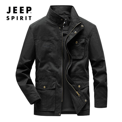 【多口袋装载 经典版型】JEEPSPIRIT吉普男款水洗纯棉休闲夹克外套 商品图0
