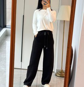 初春新款 女款空气棉莫代尔休闲裤 弯刀直筒拼接设计裸感运动长裤 显瘦修饰腿型女装