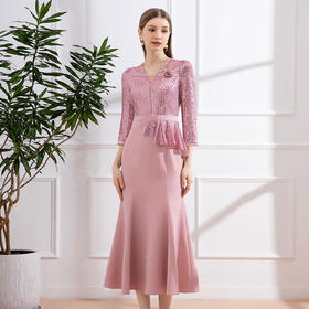 DNO-4GF24099时尚裙子宴会礼服年轻高贵婆婆大码连衣裙