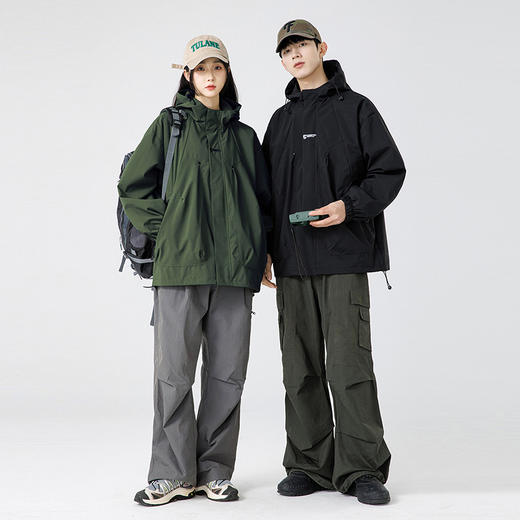 HOTDEMON春夏新款情侣款户外时尚百搭春秋季宽松工装防风防水夹克外套冲锋衣#745#J91 商品图7