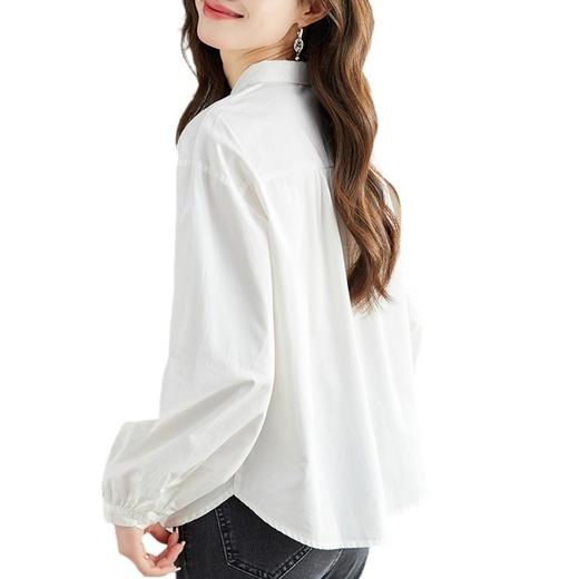 丁摩 新款春秋季纯棉长袖衬衫女门巾工艺衬衣女5ZF-41095 商品图4