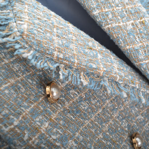 丁摩 新款大码女装胖mm小香风西装外套春胖妹妹粗花呢西服上衣200斤5ZF-22405 商品图3