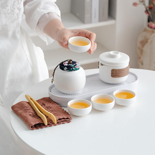 「一壶四杯！便携礼盒装」旅行茶具便携式小套装户外陶瓷快客杯商务礼品伴手礼餐饮用具 商品图2