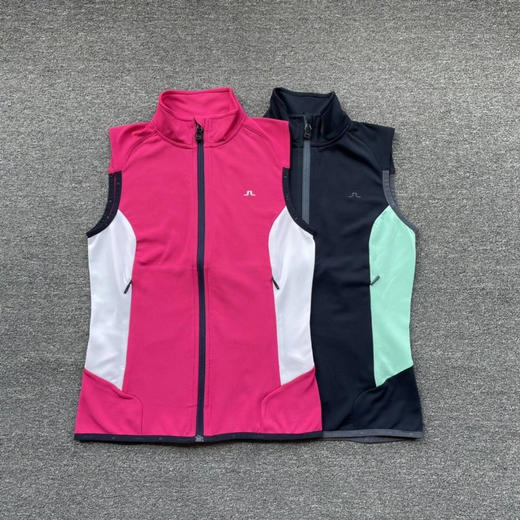 正品林德伯格女款高尔夫马甲，修身款弹性大。
只有深蓝色XS码，玫红色L码XL码各一件。
xs码胸围78，L码胸围94，XL胸围98 商品图0