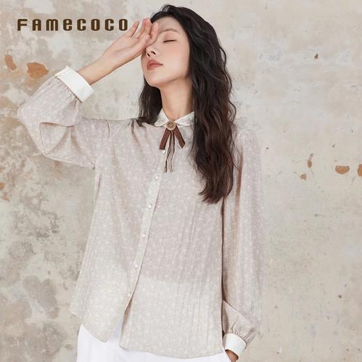 Famecoco原创文艺范衬衫娃娃领领口刺绣减龄春秋款FAB6BH025 商品图2