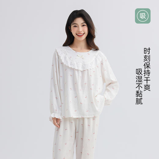 美季美优女士套头樱桃长袖套装 商品图3