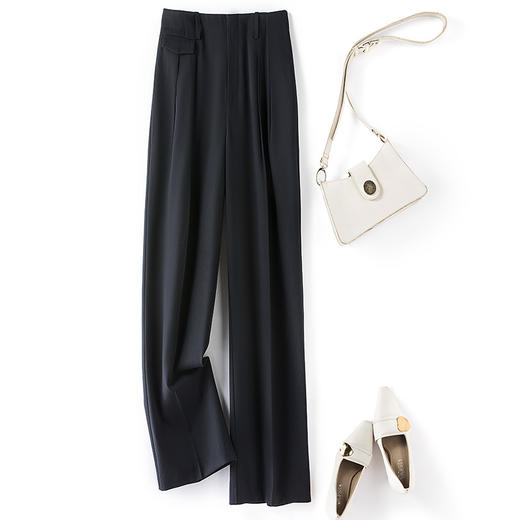 丁摩 高级感羊毛西装裤女高腰显瘦垂感直筒长裤休闲阔腿裤子WS-362 商品图1