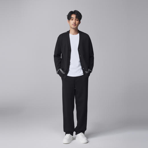 墨麦客男装2024秋冬新款加厚V领夹克男士条纹针织开衫毛衣外套。 商品图4