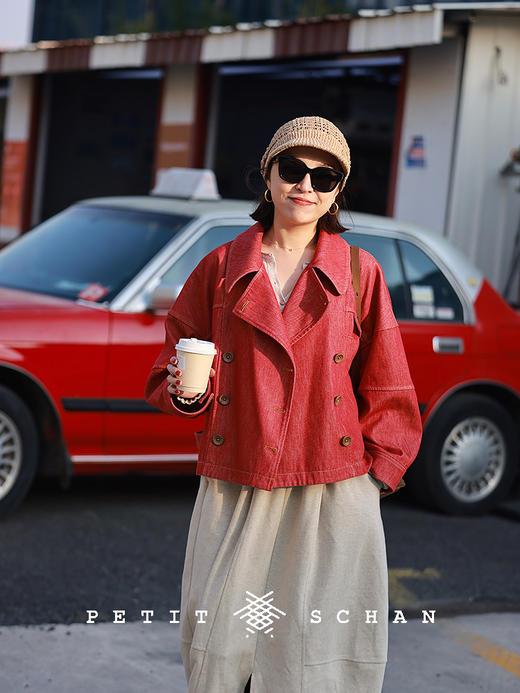 PETIT SCHAN小闪 CLO#737 Corner space 一隅空间 纯棉丹宁枪驳领牛仔外套 商品图4