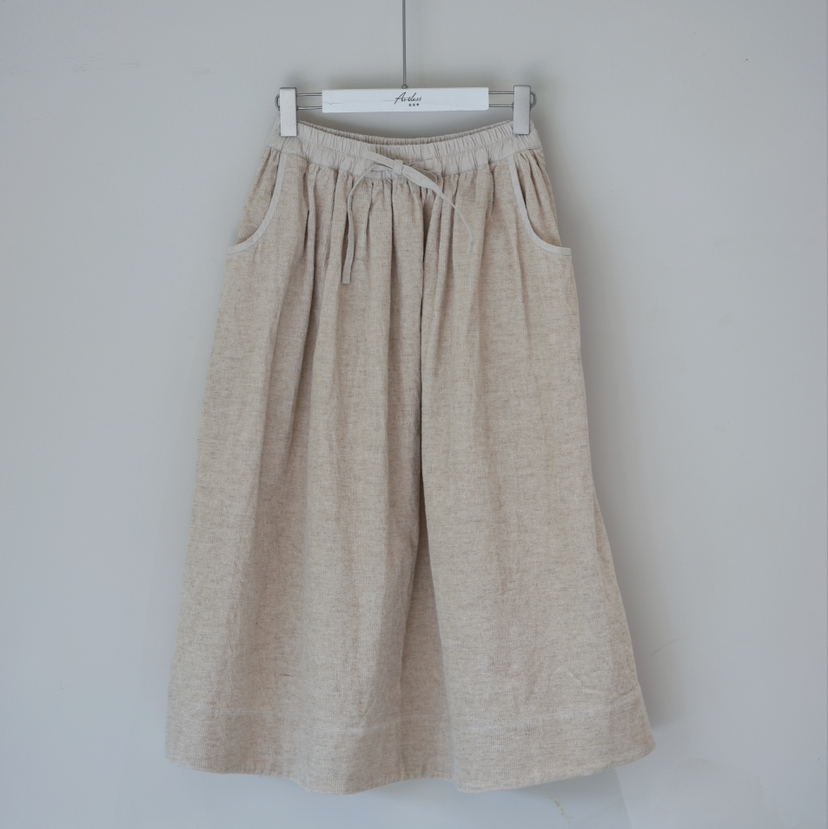 黄阿福｜原色亚麻棉灯芯绒弯兜半裙