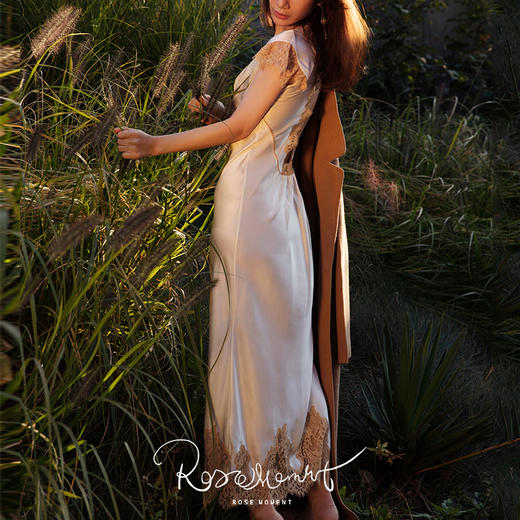 法式可外穿半袖真丝长裙 S923005 商品图0