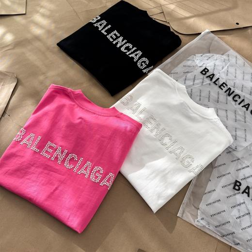 点此购买 巴黎世家春夏季双B烫钻男女情侣款短袖T恤 gz 310157 商品图8