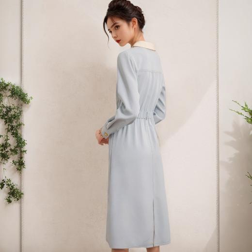 雀说腰带POLO领连衣裙新款气质修身撞色衬衫AL5019 商品图1