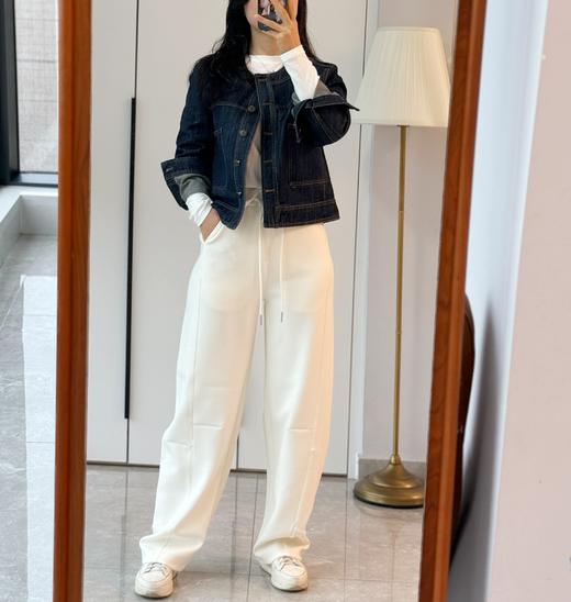 初春新款 女款空气棉莫代尔休闲裤 弯刀直筒拼接设计裸感运动长裤 显瘦修饰腿型女装 商品图2