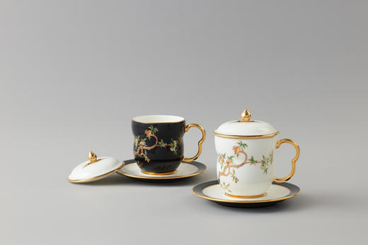 夫人瓷·石榴家园3件套盖杯（金色/黑色） 商品图0